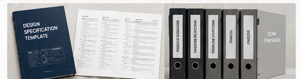 Design specification binder, schedules, and organized finish binders