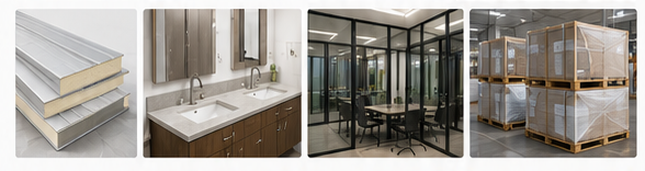 Procurement-ready materials, interiors, and packaged products